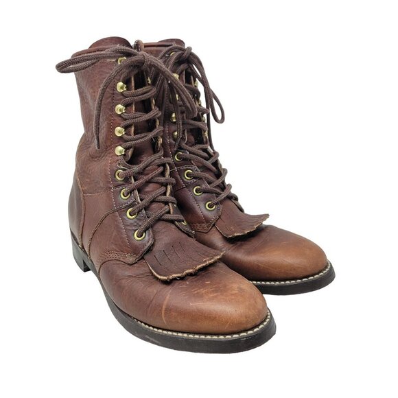 Avonite Hypalon Oil Resistant Dupont Lace Up Leather Boots Kilty 7 Brown Distres - Picture 2 of 16